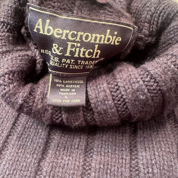 Abercrombie Fitch Muscle Ribbed Fisherman Sweater Turtleneck Mens Wool Patch - Picture 4 of 16